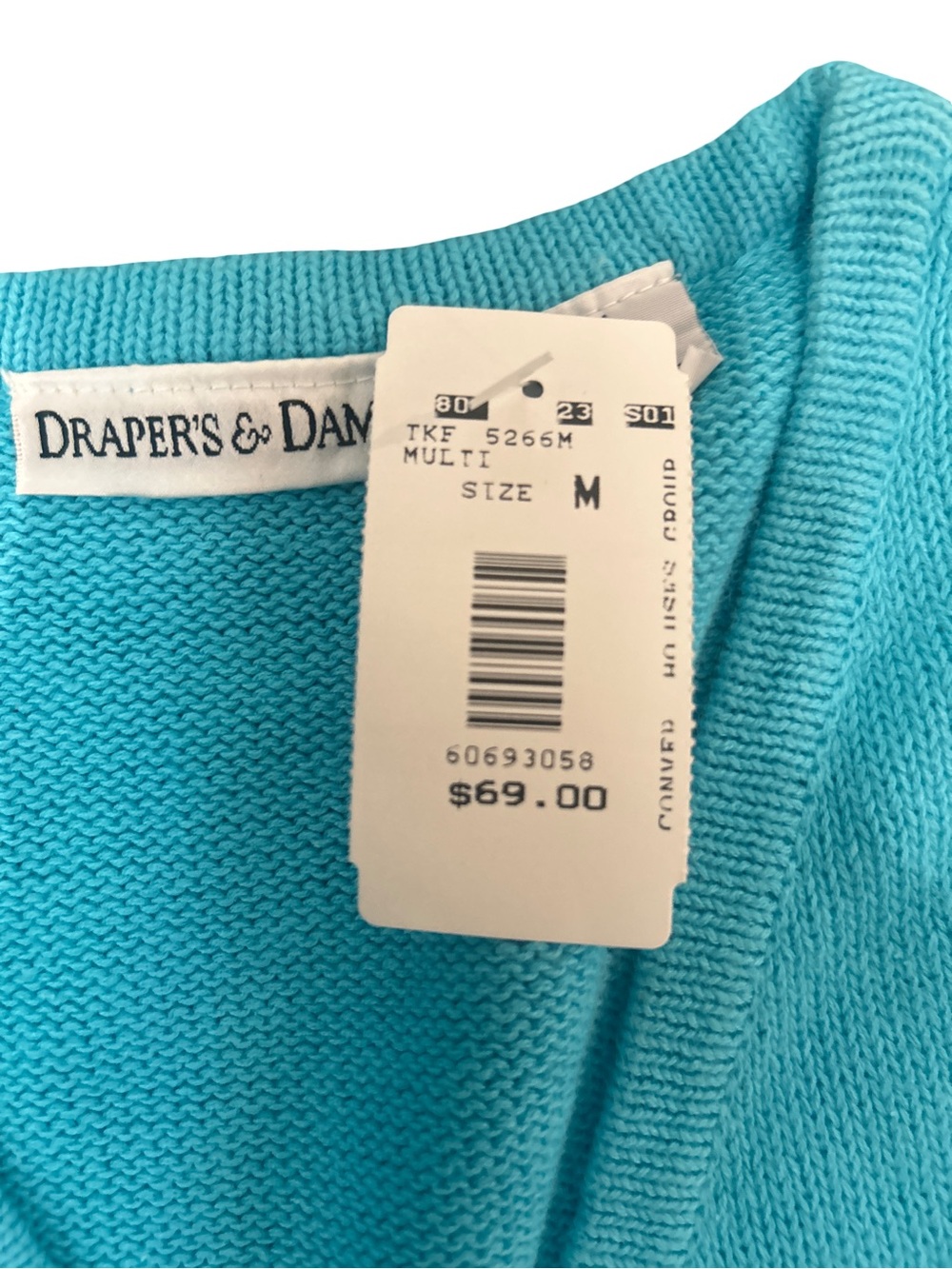Draper's & Damon's Turquoise V-Neck Sweater - Women's M